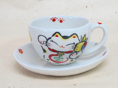招き猫コーヒー碗皿