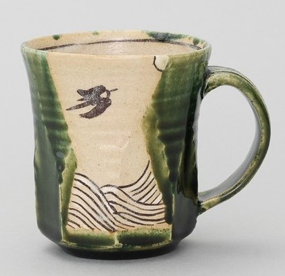 織部鳥紋マグカップ
