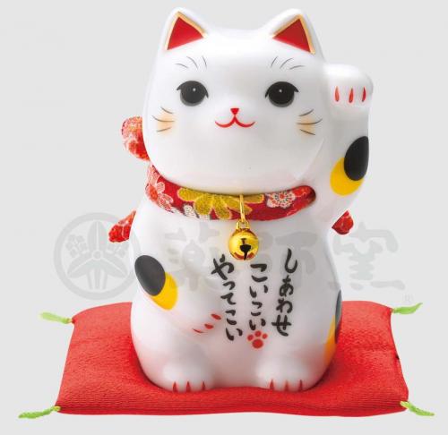 彩絵ふく福招き猫(左手上げ・中)