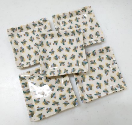 練込正角小皿　5枚揃　③