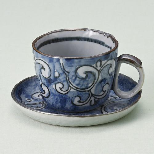 濃唐草　コーヒー碗皿