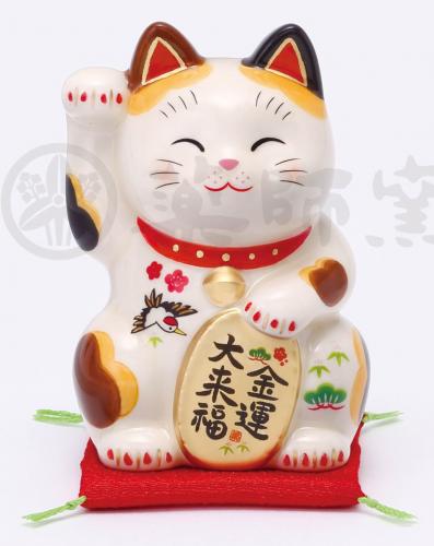 彩絵金運大来福招き猫(右手上げ・3号)