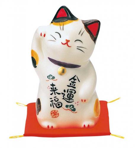彩絵金運来福招き猫　小