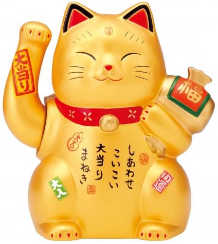 彩耀大当り招き猫(金)(電動手招き宝くじ入れ)
